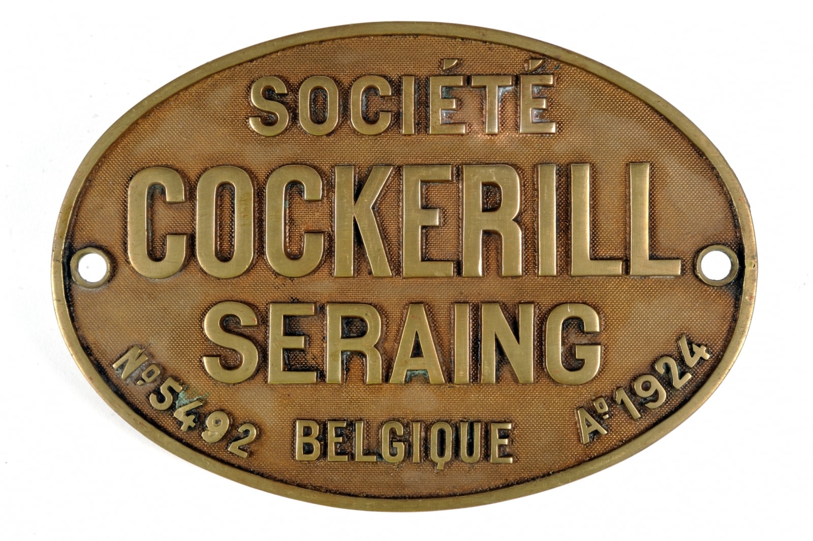 Constructeurplaat van de Société Cockerill te Seraing uit 1924