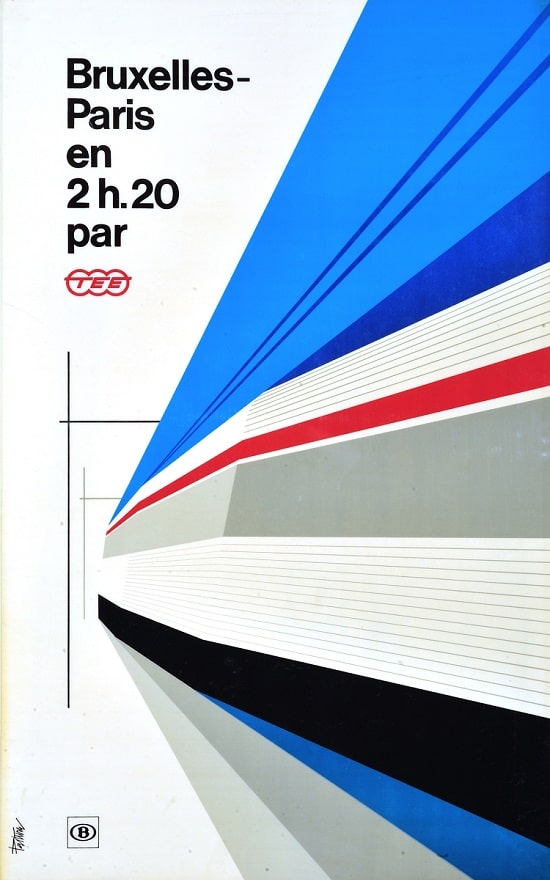 'Brussel-Parijs in 2u.20 per TEE' (NMBS), André Pasture, jaren 1970.