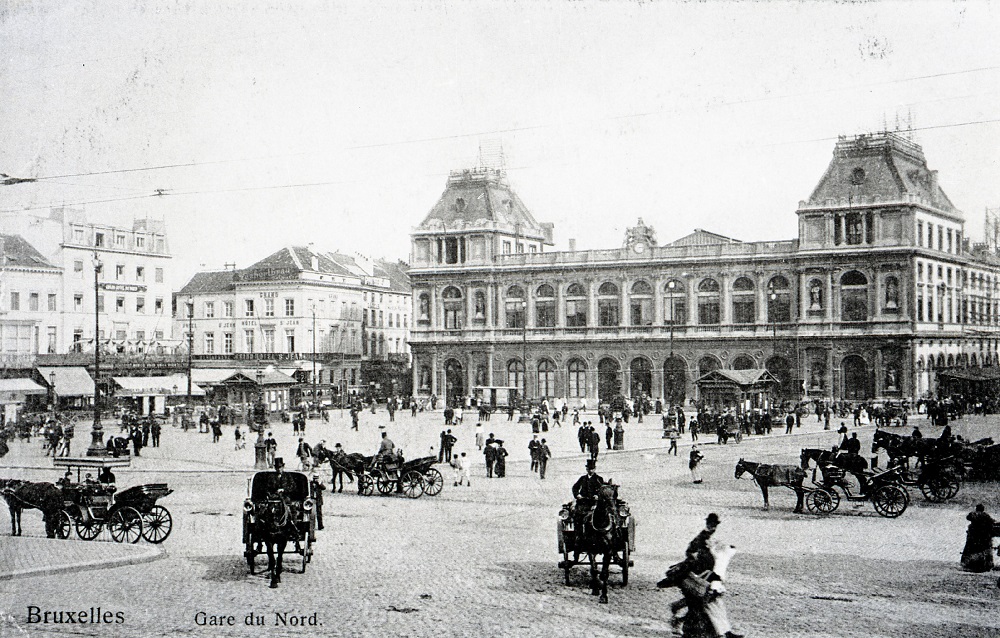 Postkaart van het station Brussel-Noord, vermoedelijk 1908